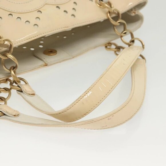 CHANEL Chain Shoulder Bag Enamel Ivory Gold CC Auth 136726 - Picture 8 of 16